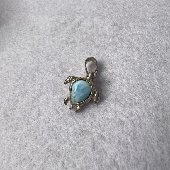 Turquoise & SS 925 7" Bracelet & Turtle Pendant - Picture 13 of 16